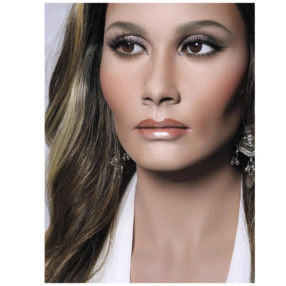 Best Selling Realistic Wig Mannequin With Makeup And Green Glass Eyes