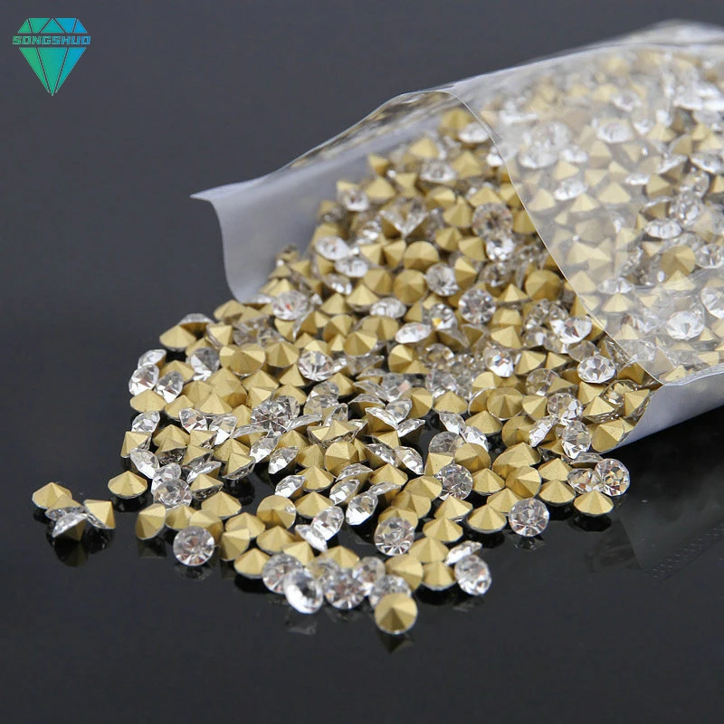 Round Shape Shinning Clear Rhinestones Wholesale Glass Pointed Rhinestone For Nail Art Decoration