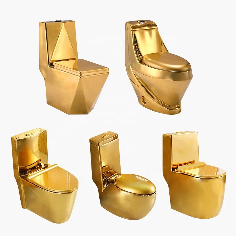Напольный знак воды золотого цвета для ванной комнаты, цельный керамический унитаз с регулировкой давления воды