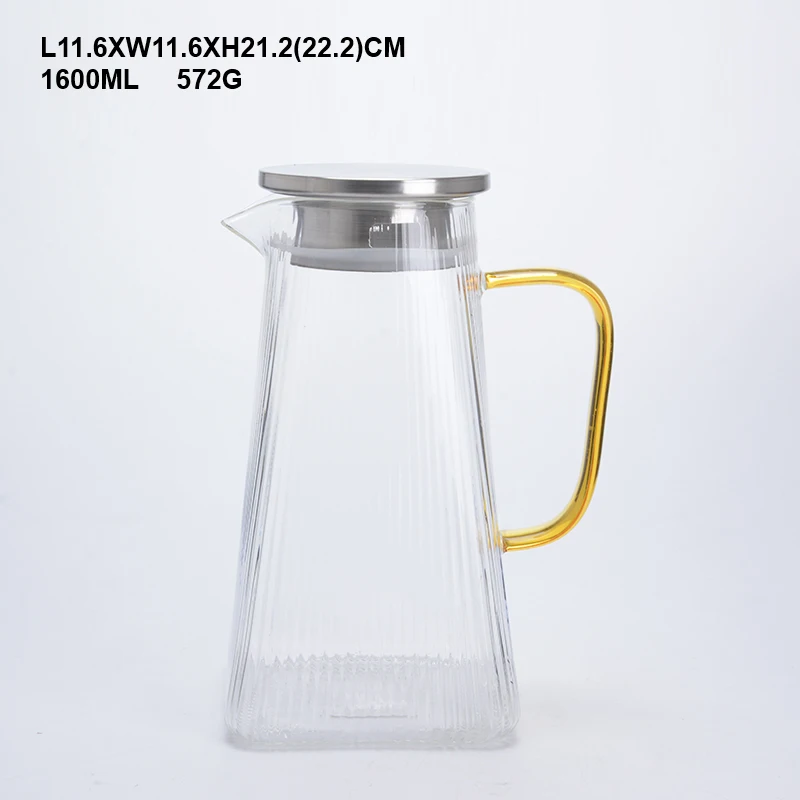 Square stripe design best selling glass water pitcher set