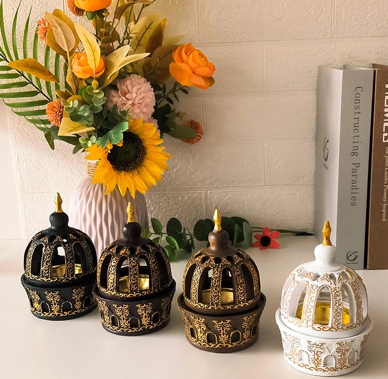 Middle East Arab resin incense burner electroplated gold tower incense burner