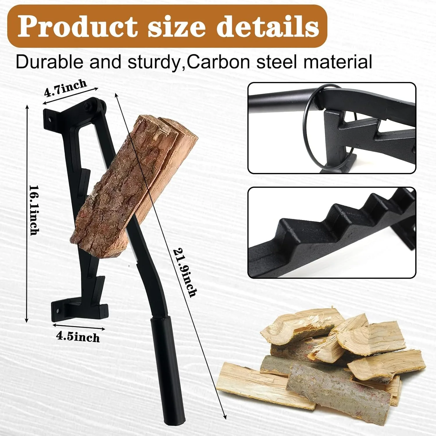 Firewood manual hand wall mounted log wood kindling splitter