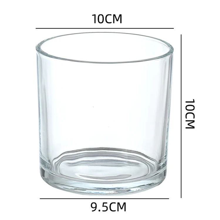 Wholesale Transparent Empty Clear Scented 10cm Wide Mouth Glass Candle Jar for Making