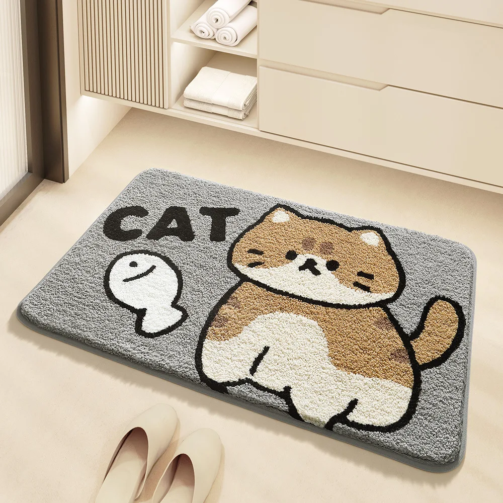 Customized Animal Floor Mat Dog Cat Deer Non-slip Super Microfiber Bath Mats Cartoon Gate Pad