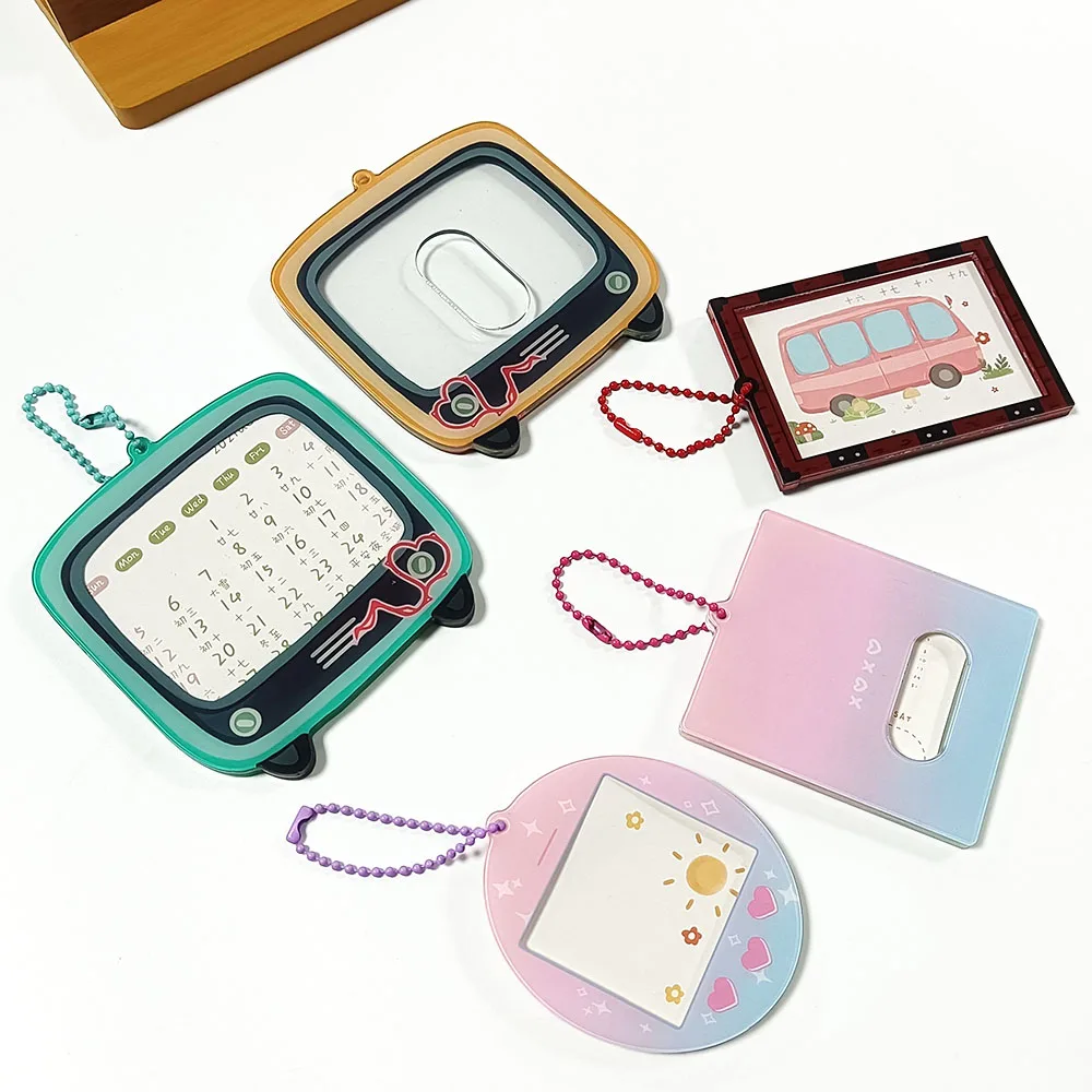 Custom Fashion Design Open Acrylic Shaker Charms Double-Printed Keychain with Paper Inside