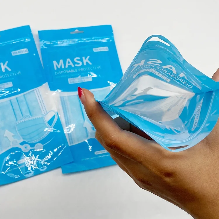 
In stock transparent Plastic Ziplock Pouch Face Mask Packaging Bag nice design 