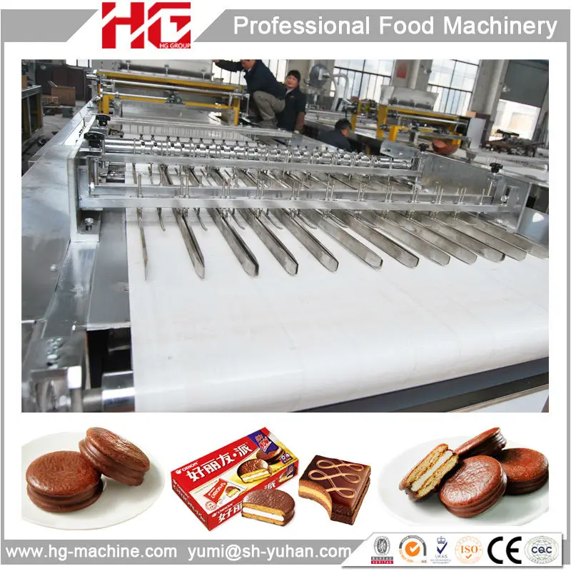 Full Automatic Sandwich Cake Machine choco pie production line baking equipment
