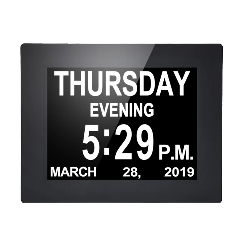 8 inch LED display digital alarm clock digital clock with day and date display  black digital clock