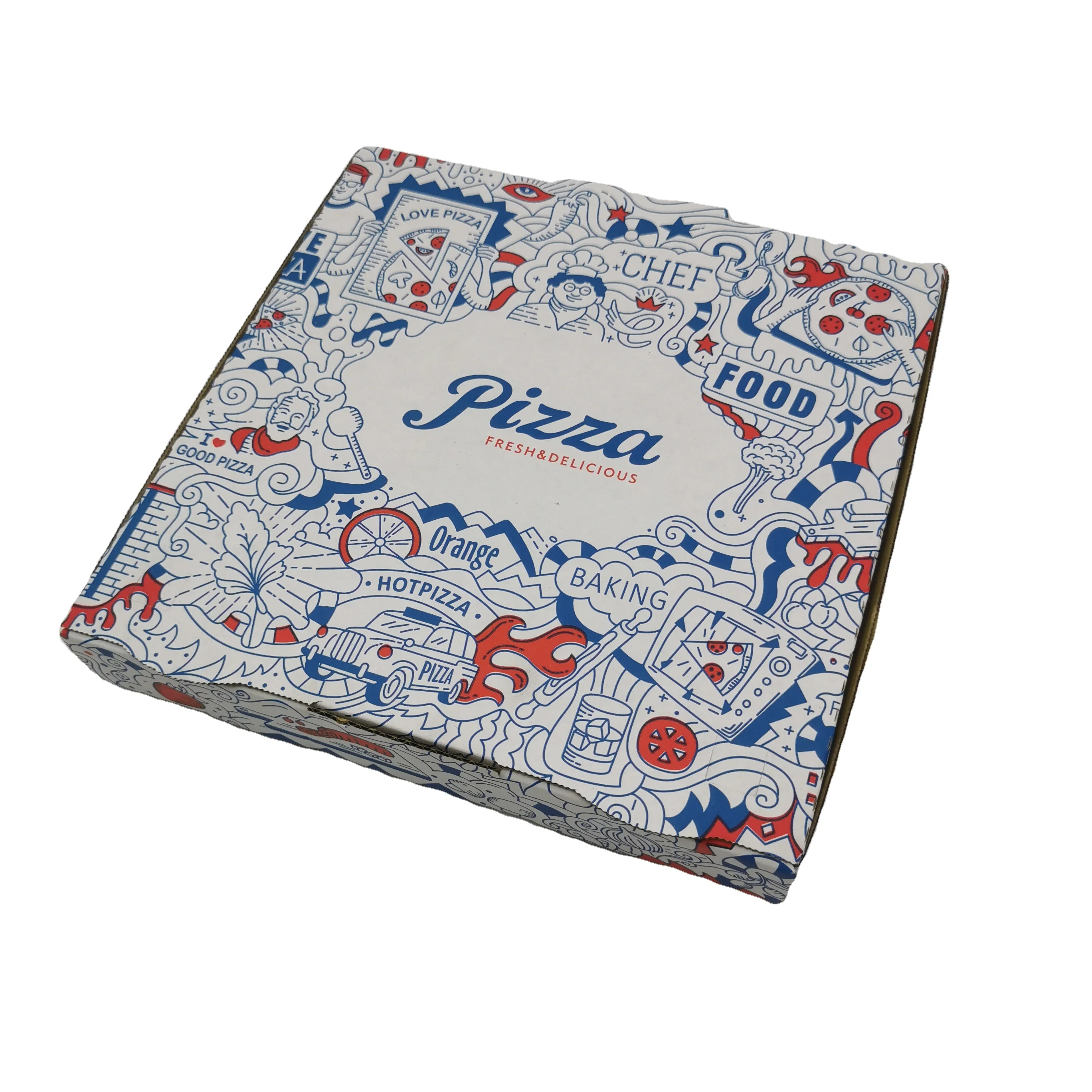 wholesale corrugated board paper custom full color printing logo pizza pie box