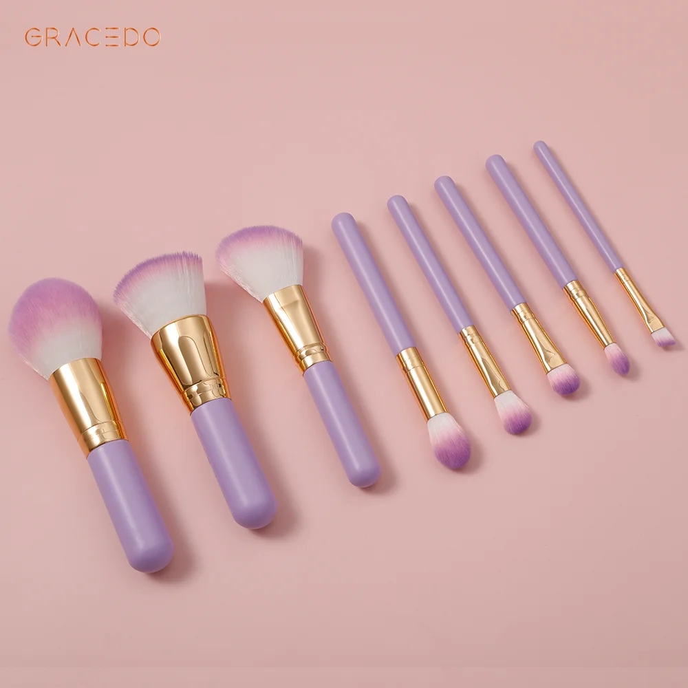 Super-popular Fashion Style purple 8pcs Makeup Brush Sets  Supporting Customize with Super Strength Factory
