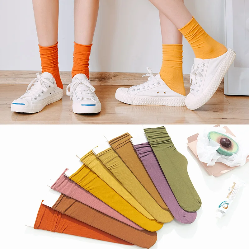 Оптовая продажа, женские носки-трубы на заказ, летние тонкие высококачественные бархатные ледяные шелковые короткие носки ярких цветов