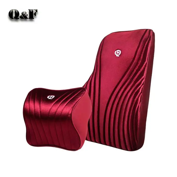 Breathable Car Seat Neck Rest Pillow Set Silk Leather Back Cushion Support Head Waist Pillows