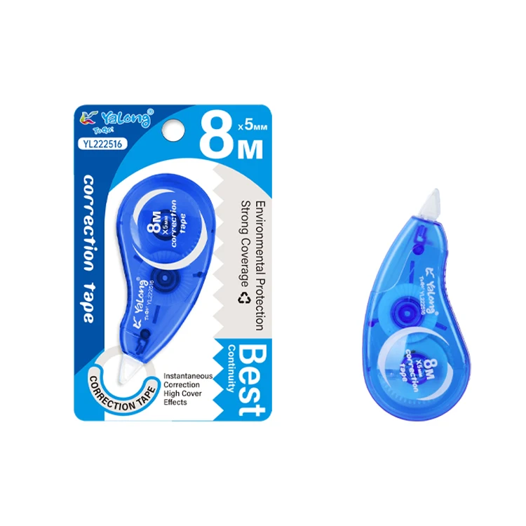 Yalong New Type Alteration Supplies 4 color 8m Cute Correction Tape Blister Box For School Stationery Supplies