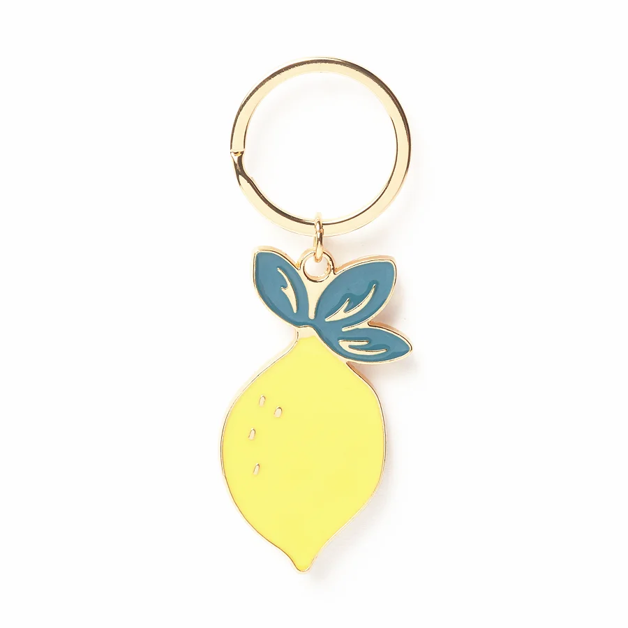2024 New Products Metal Craft Custom Logo Fruit Strawberry Peach Lemon Keychain With Package
