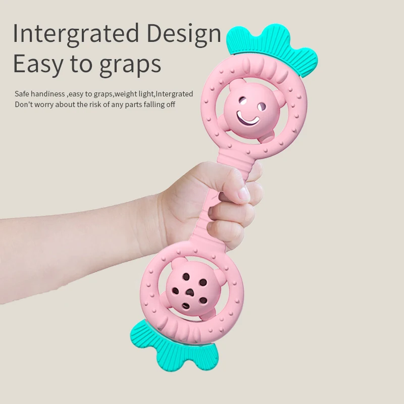 Oem Silicone Baby Teethers Chewable Strawberry Shape Baby Silicone Rattle Toy baby teethers