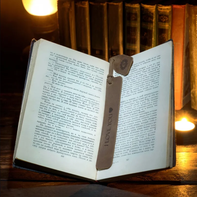 High Quality Leather Bookmark Engraved Custom Logo Book Mark Gifts for Kids and Adult