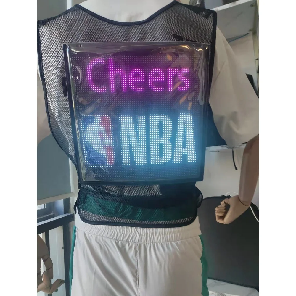 Dynamic Programmable Wireless Connection App Led Screen Animation Display Flexible Led Advertising Vest With Wearable Jacket