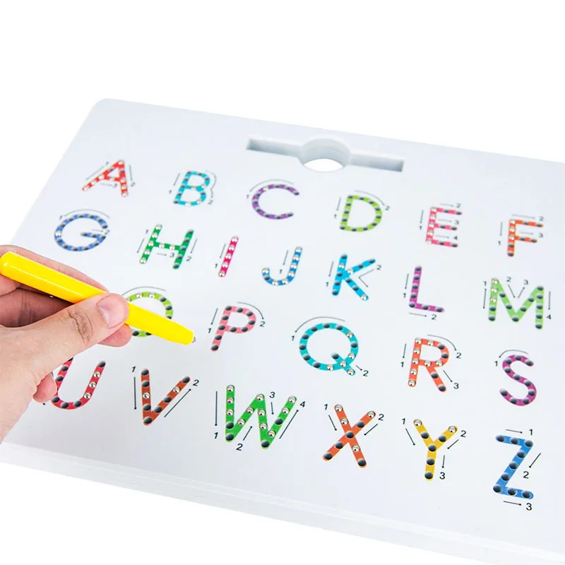 Kids magnetic drawing board Magnetic Double-Sided Tracing Board With Alphabet Letter ABC and Numbers and lowcase abc