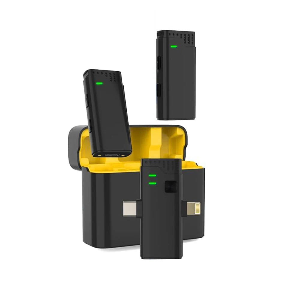 Lightning Type-C 2 1 Handheld Wireless Microphone Phone Computer 2.4GHz LED Portable Live Streaming Video Sound Recording