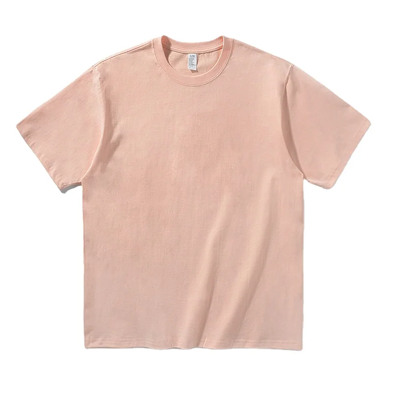T-shirt Tshirt Lovers Round Neck Loose Drop Shoulder Short Sleeves Casual Heavy Seamless Tube Woven Cotton Blank Men 260 Grams