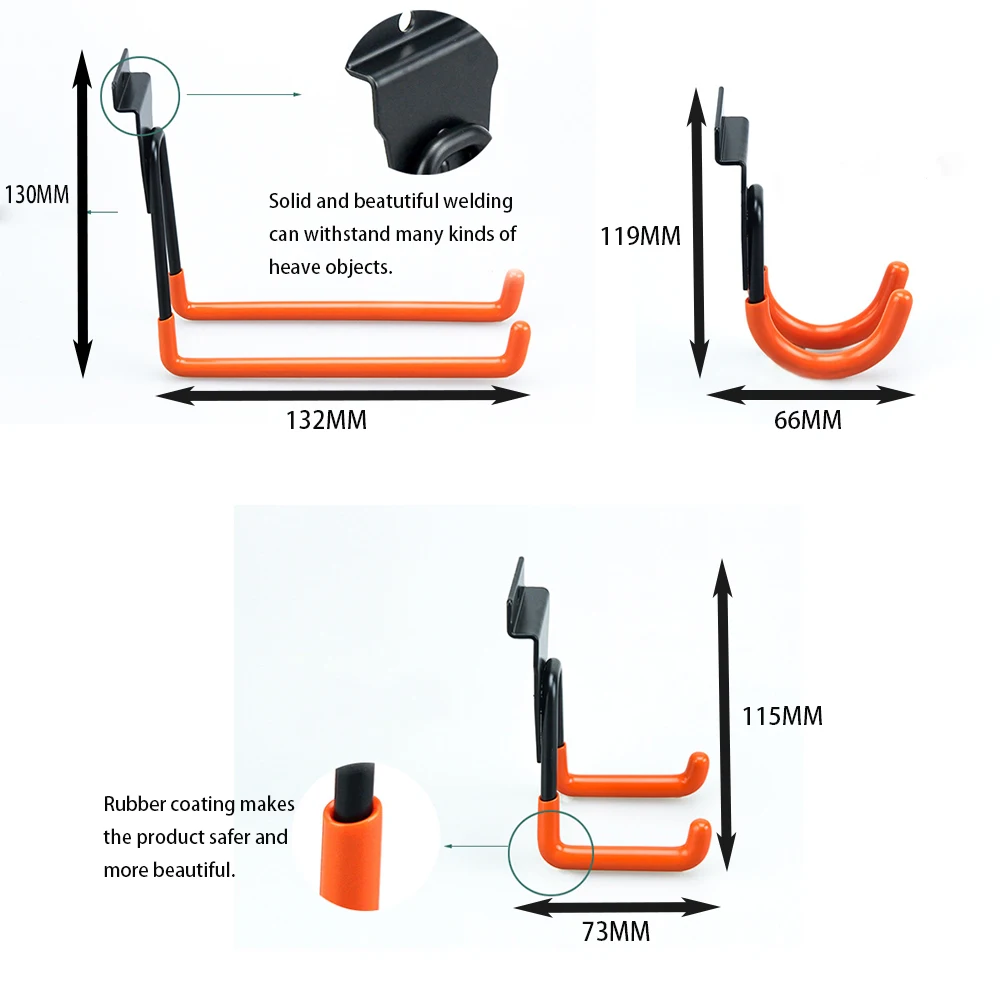Heavy Duty Steel Slat Wall Garage Hook For Garage Storage Utility Double Hooks With Anti-Slip Coating