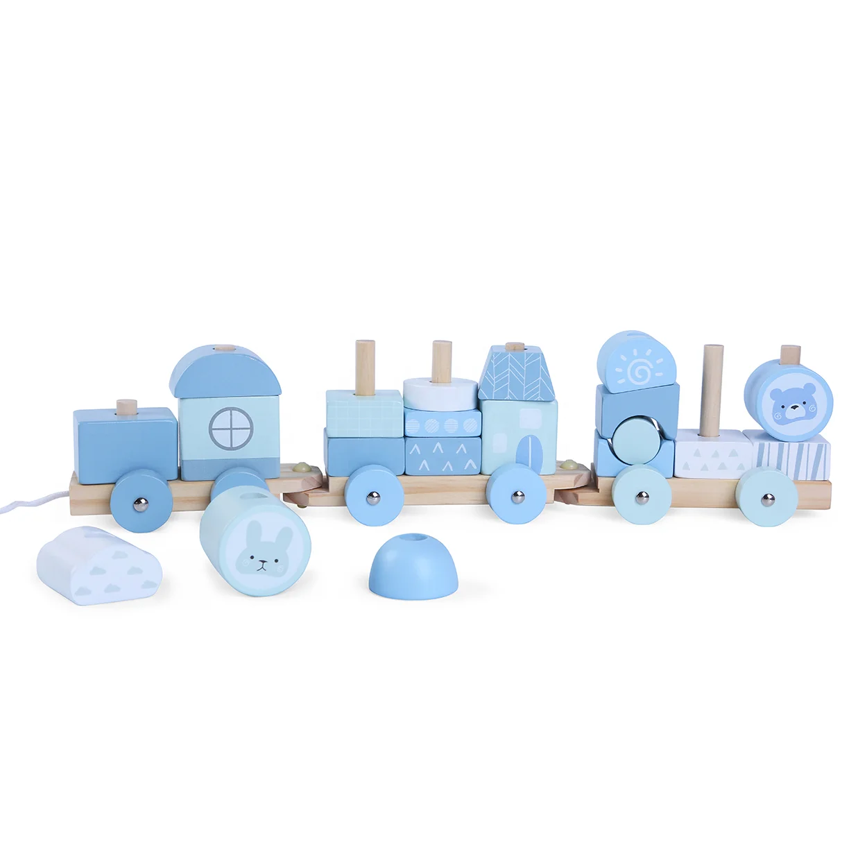 Kids Toys Cartoon Animal Block Train Toy for Toddlers Three Quarters of The Wooden 12 Window Box Wood Unisex Acceptable 300 2032