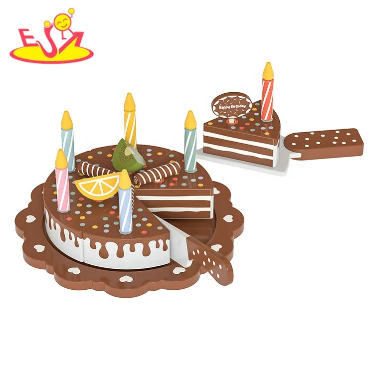 New Design Pretend Play Simulation Wooden Cutting Birthday Cake Toy For Kids W10D681