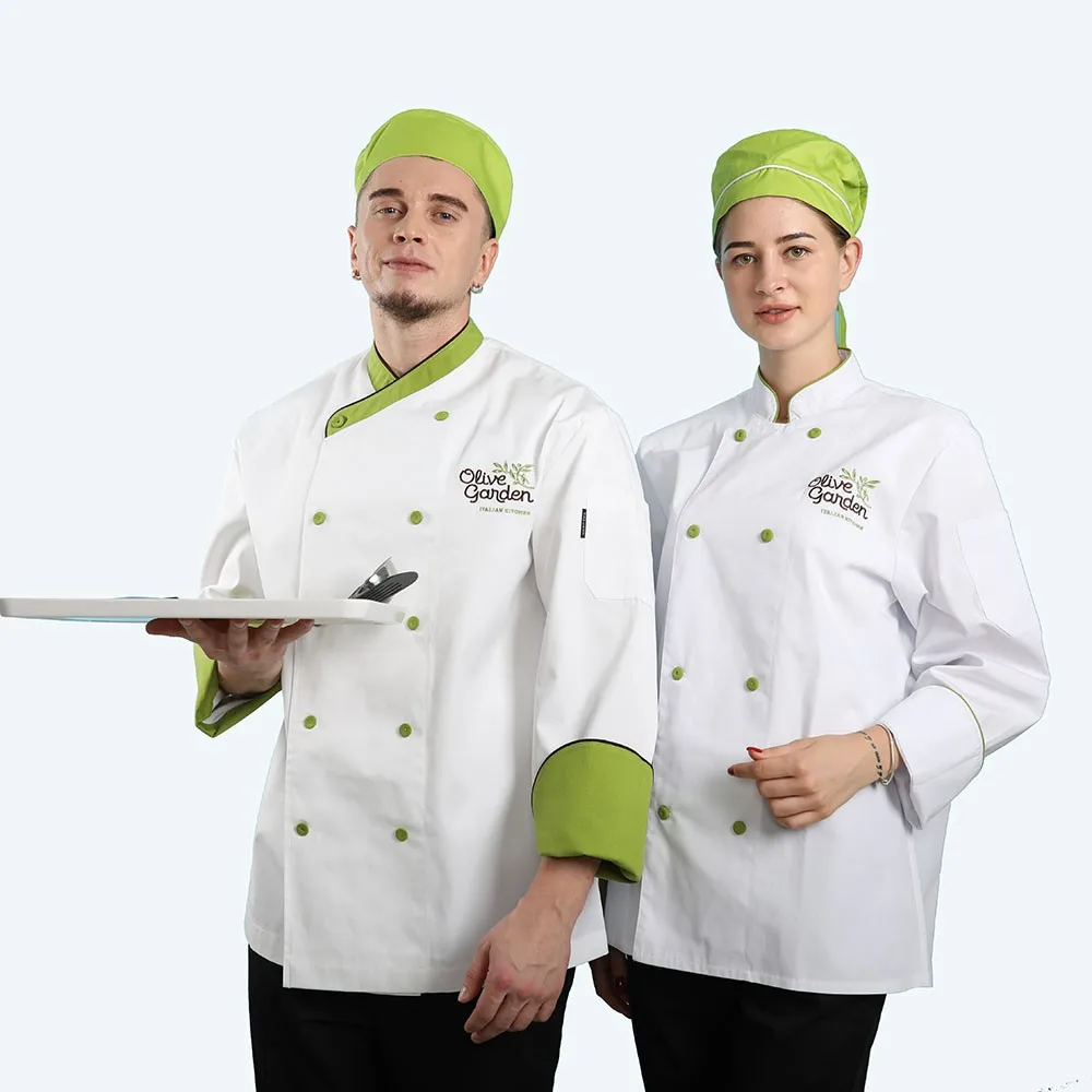 Дизайнерская однотонная куртка шеф-повара с длинными рукавами для ресторанов и отелей