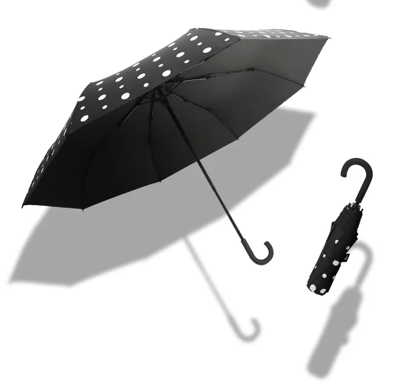 Small fresh J-handle rain umbrella vinyl sunshade folding uv protection umbrella