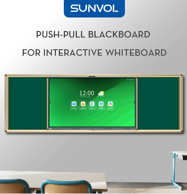 Wall Mounted high quality Push Pull Teaching Large Blackboard Chalkboard for Classroom