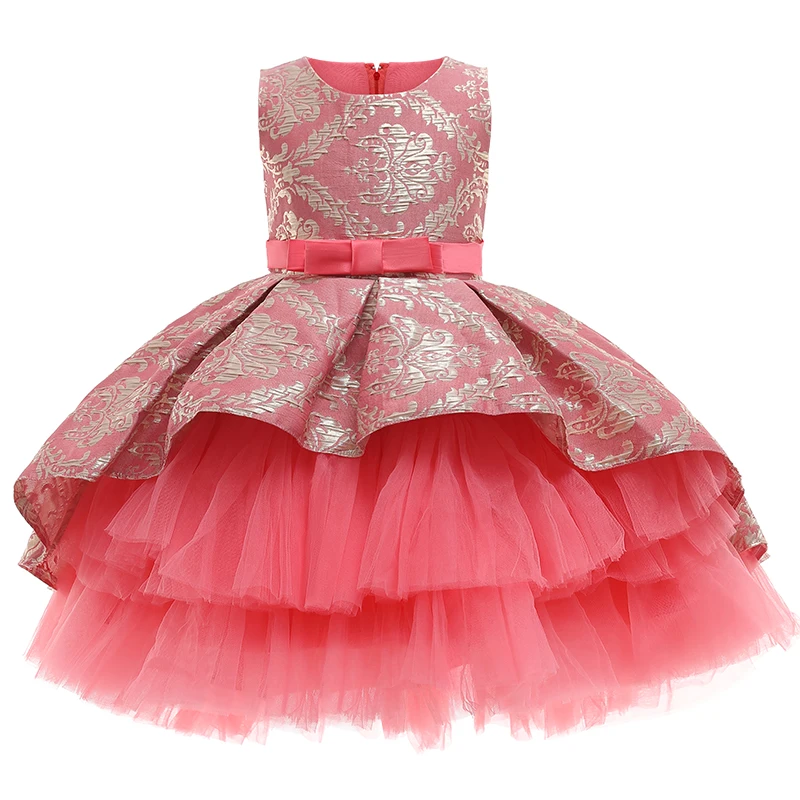 Baby Girls Christmas Bridesmaid Swallowtail Tutu Dress Evening Party Gown High Low Princess Girls Dress for 1-8 Years old D0699