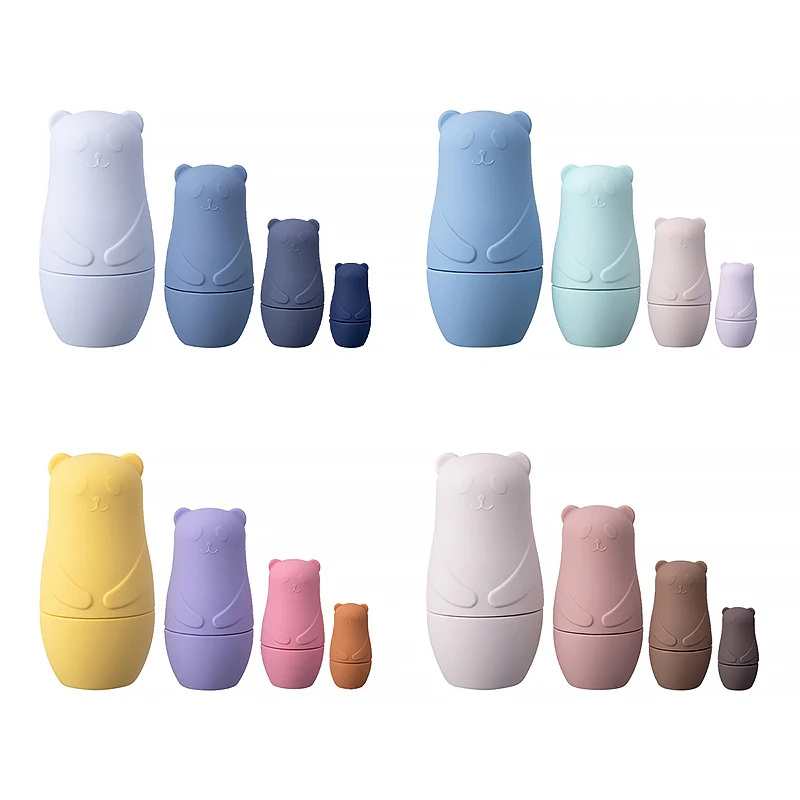 Montessori Silicone Nesting Panda Animal Russian Dolls Baby Matryoshka Educational Toys For Children