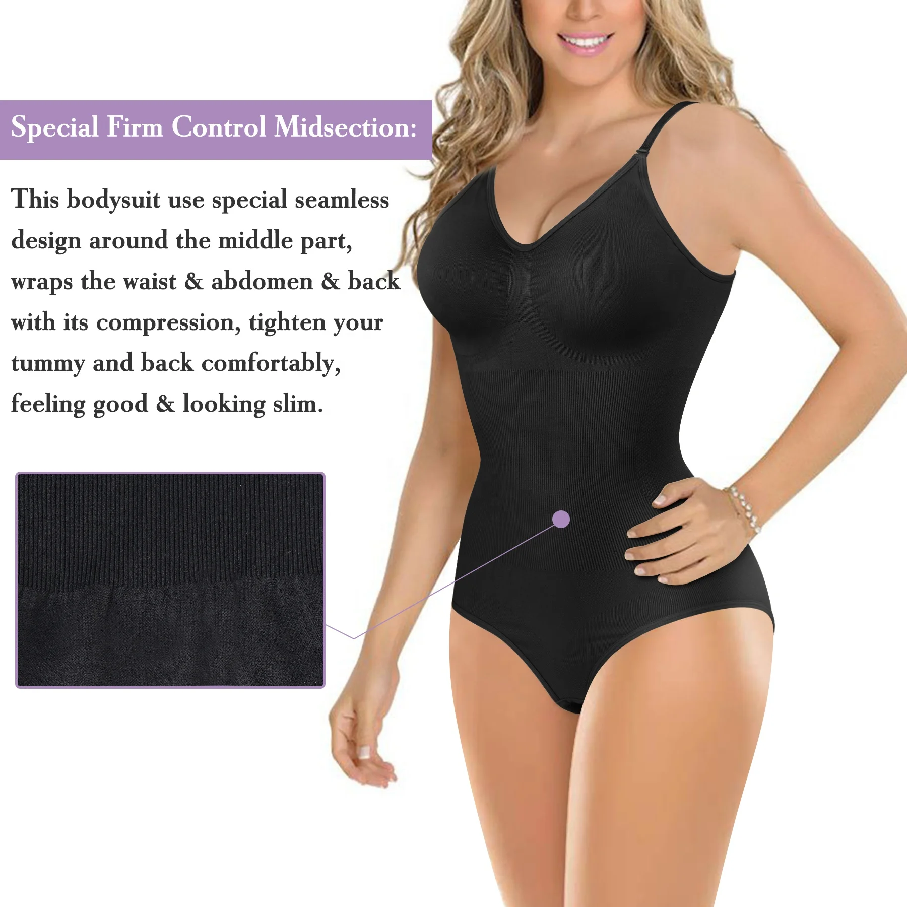 Charming Curves Daily Waist Trainer Body Shaper for Women Tummy Control Slimming Shapewear Bodysuit Seamless Faja Colombians