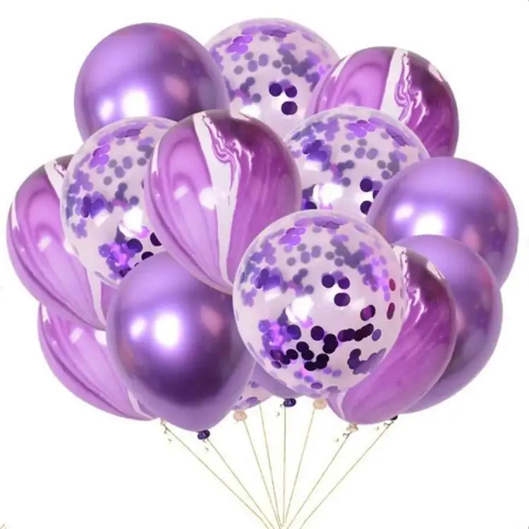 High Quality Factory Wholesale China Ballon Confetti Fashion Purple Color Birthday Party Decoration Balloon