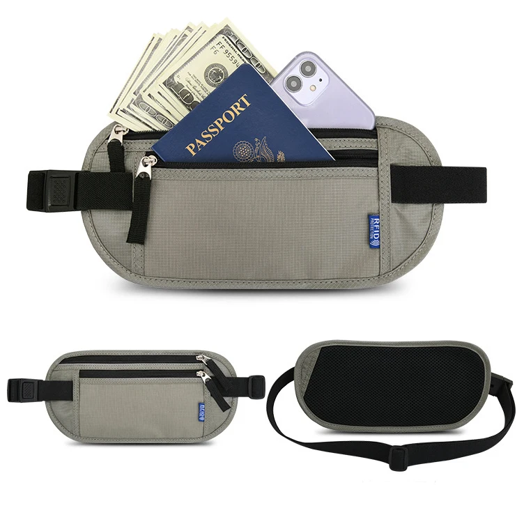Slim Minimalist RFID Money Belt RFID Blocking Keeping Credit Card Passport Phone Safe Traveling
