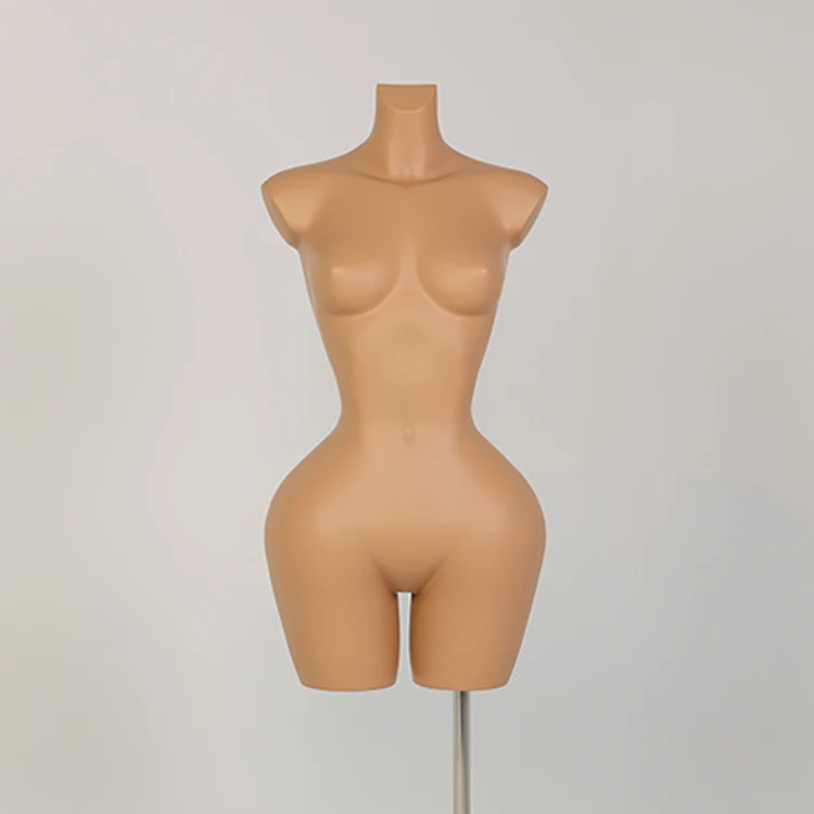 women curvy Mannequin dress form FiberGlass size big hips bust BBL half body mannequins female torso golden wheel stand