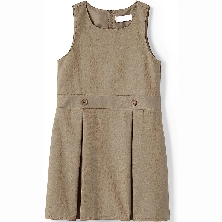 Customized School British Style Khaki Girls Uniform Solid Jumper