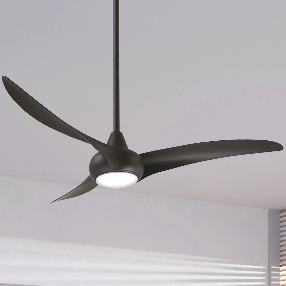 Exotic 230V 220 Volt Luxury Fresh 52 Sweep 60 Degree 3 Air Tech Wing Black Ceiling Fan With Soft Light