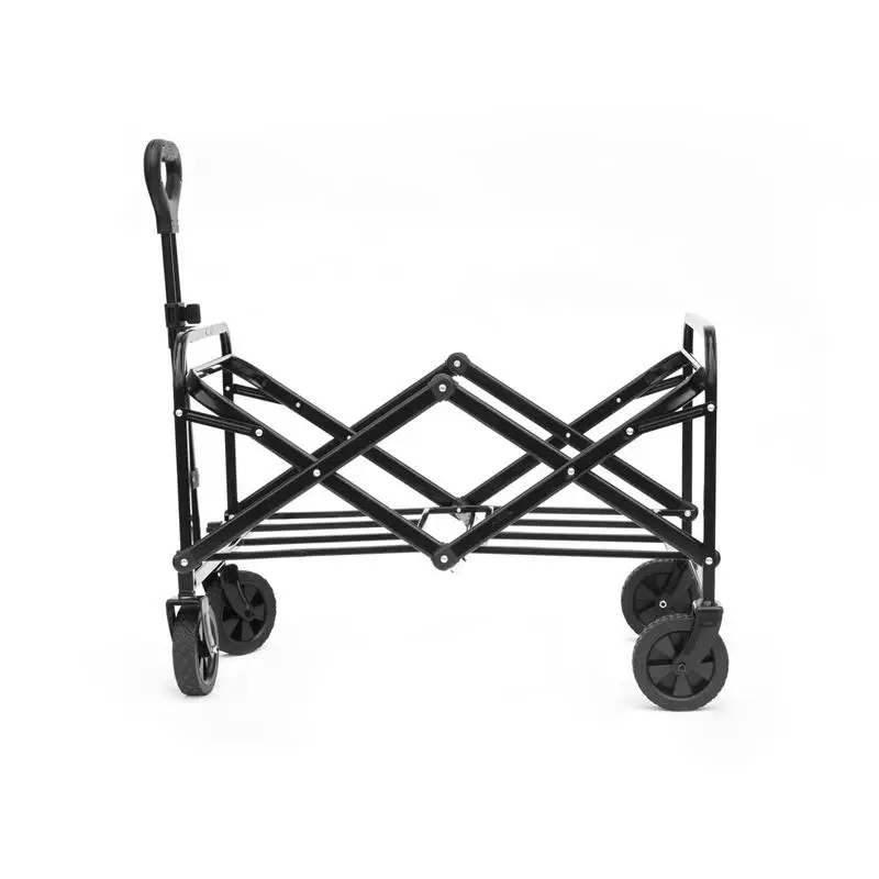 Folding Wagon Trolley Heavy Collapsible Utility Wagon All Terrain Trailer Pull Outdoor Patio Garden Beach Wagon Canvas Carts