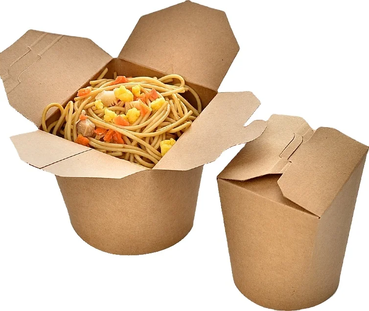 paper noodle box_Disposable food container biodegradable packaging paper boxes