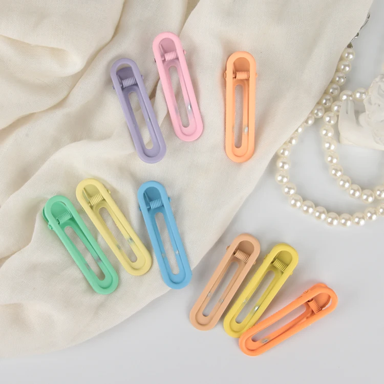 Custom Cute Rainbow Color Duckbill No Bend Clips Hair Accessories Metal Matte Barrette Hairpins For Girls Makeup Hairstyle