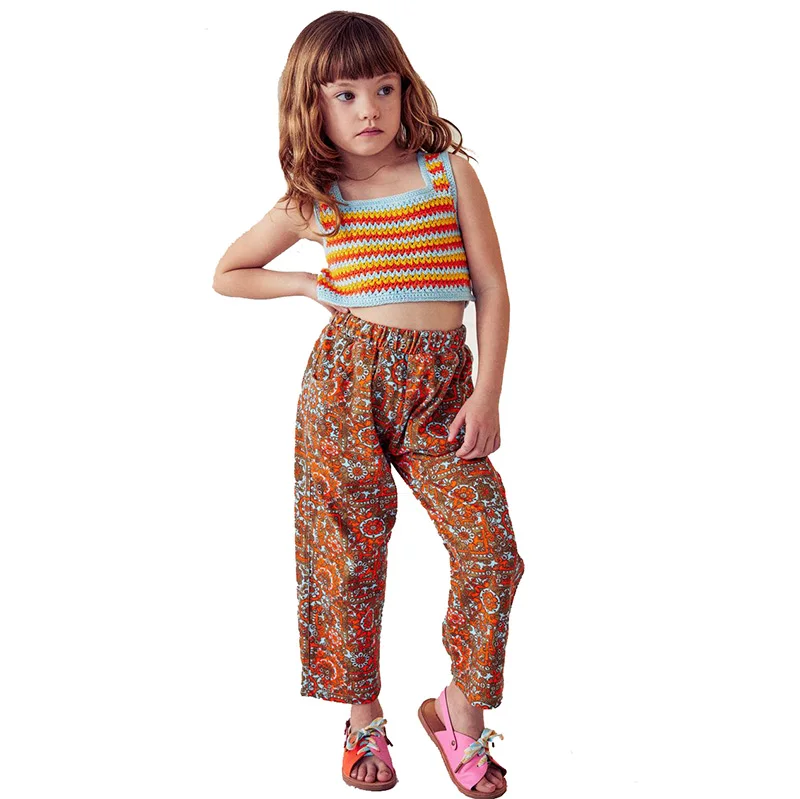 Fashion Girls Sleeveless Clothing Baby Knitted Sweater Suspender Vest Crochet Top Kids for Summer