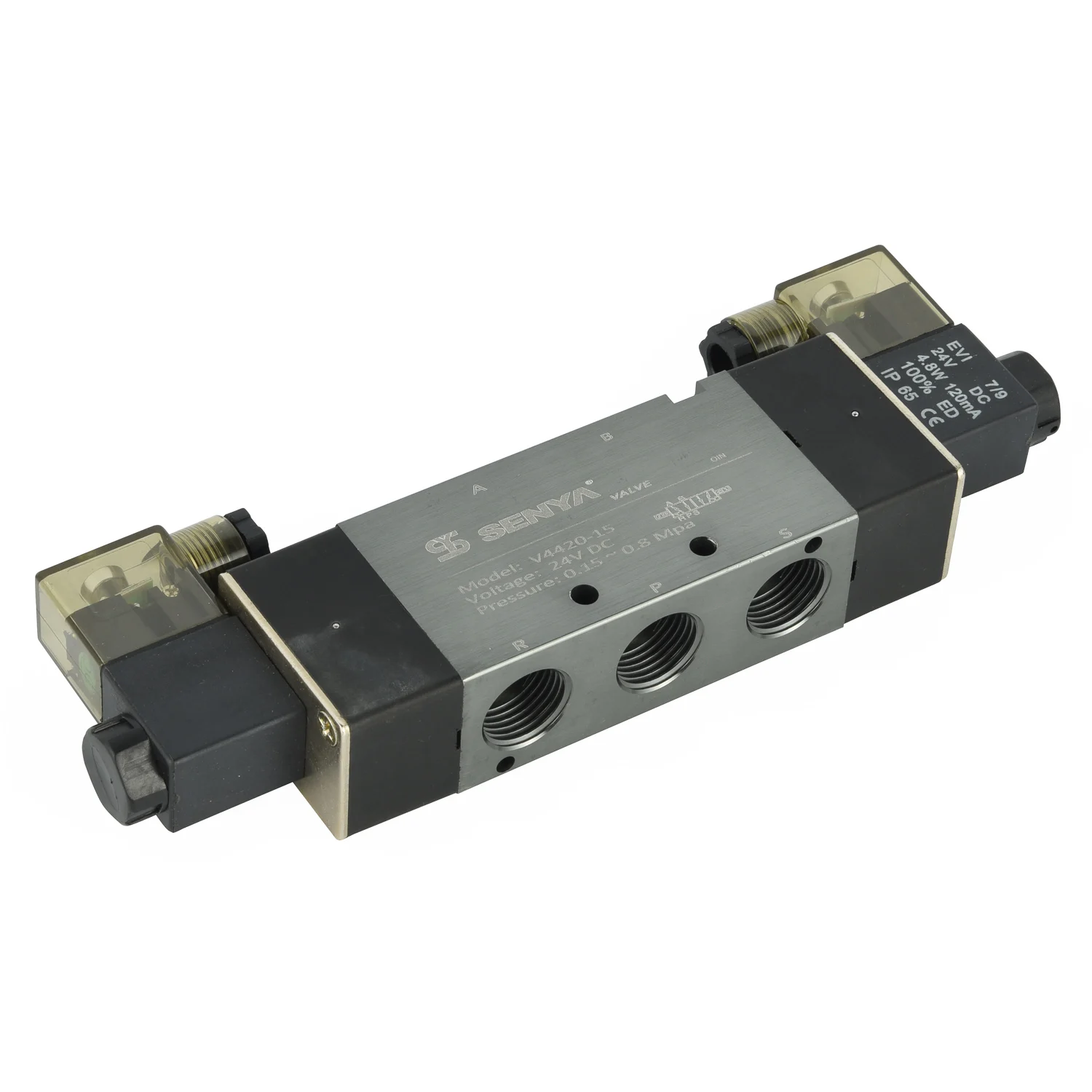 4V Series Double Coil Control Solenoid Valve 220V 110V 24V Solenoid Valve 2/5 Way 3/5 Way Pneumatic Air Control Solenoid Valve