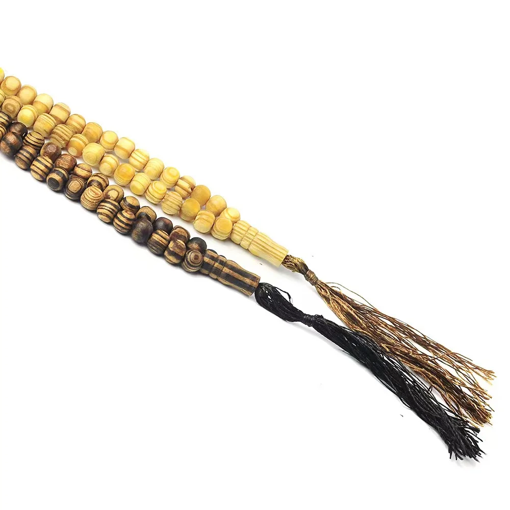 Muslim Prayer beads 99 8mm natural wood grain rosary beads Middle Eastern Indonesian prayer Tesbiha bead