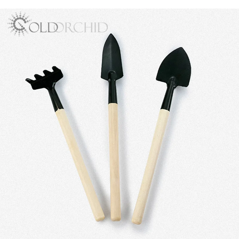 custom kids garden tools kit set wooden handle 3pcs hot children play garden set tool toys ShoveL Trowel Broom Rake
