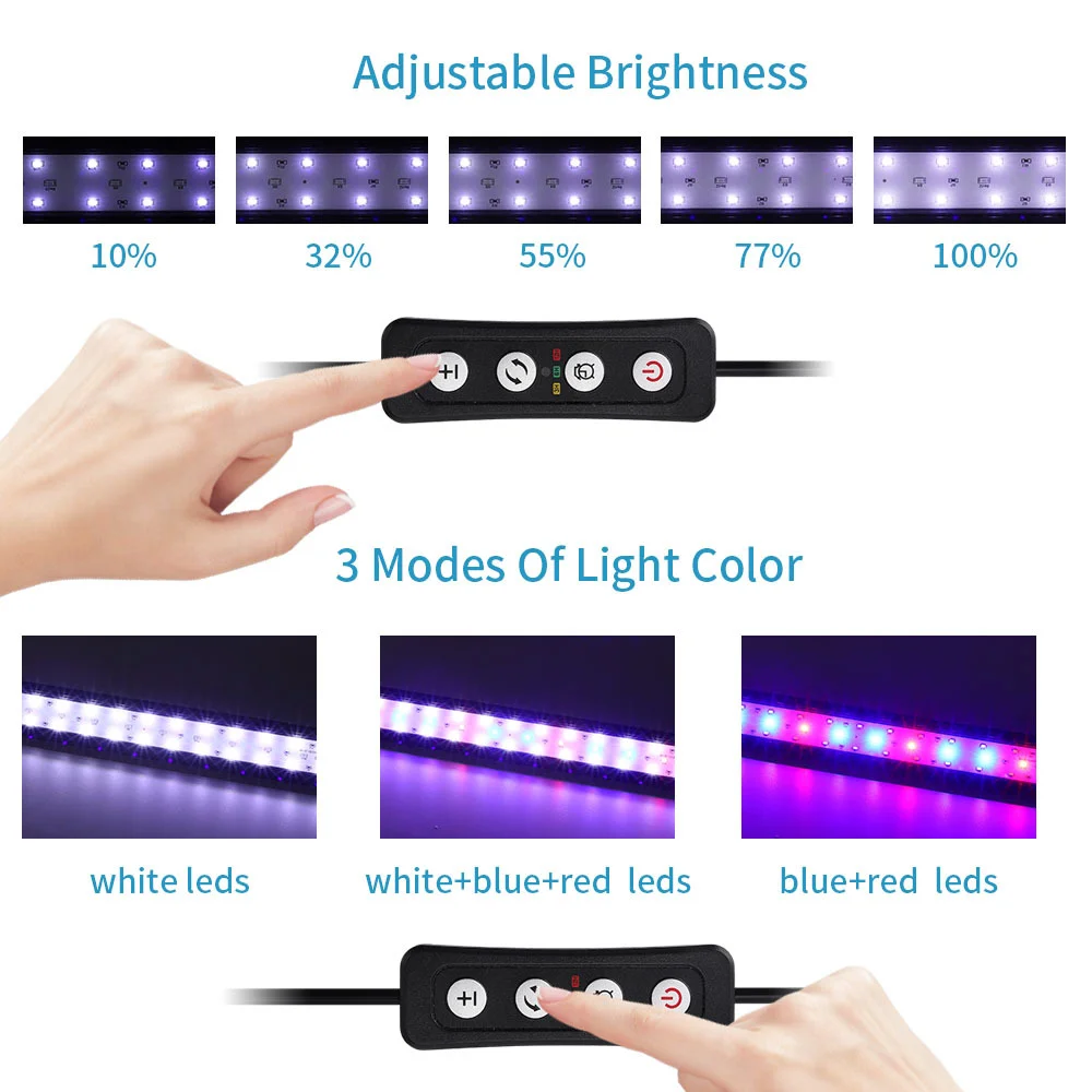 Full Spectrum Dimmable Aquarium Light Grow Plant Bracket Light for Aquariums Marine Tank Coral Reef Lamp LED Fish Tank Lights