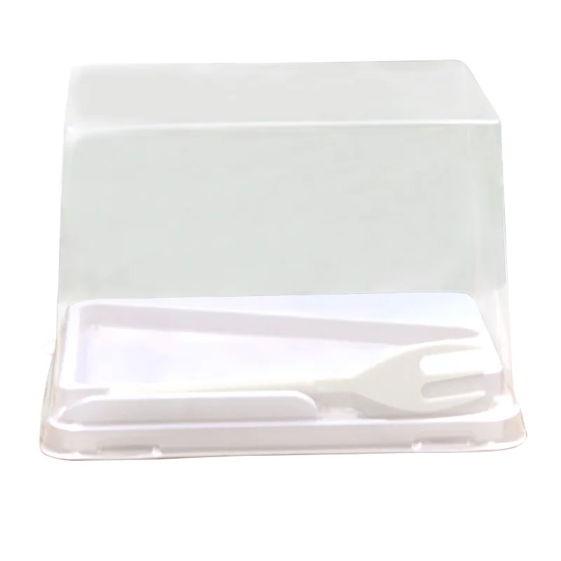 Pet Rectangle Dessert Cake Boxes Transparent Small Clear Slice Roll Cake Plastic Packaging Blister Food Cake Packing Container