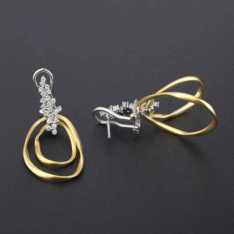 custom trendy jewelry earring s925  cz diamond drop women zircons big 925 sterling silver gold hoop earrings for women 18k gold