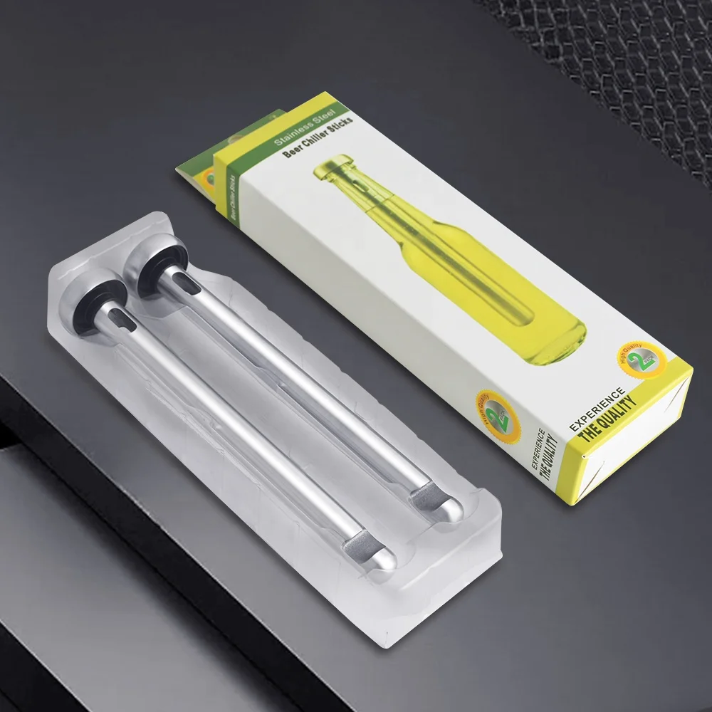 OUYADA Factory 2 Packs Reusable Beverage Cooler Rods Cooling Beer Bar Iced and Bottle Opening 2-in-1Wine Chiller Stick for Party