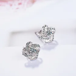 Eternal Star Korean Fashion Platinum High-End Diamonds Stud Earrings